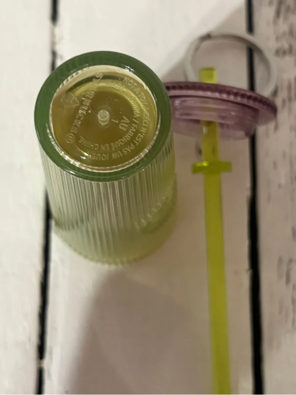 NWT Starbucks Lilac & Lime Ribbed Acrylic Tumbler Keychain